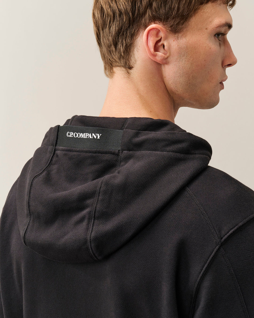 Sweat hooded diagonal raised fleece / black ( col 999 )