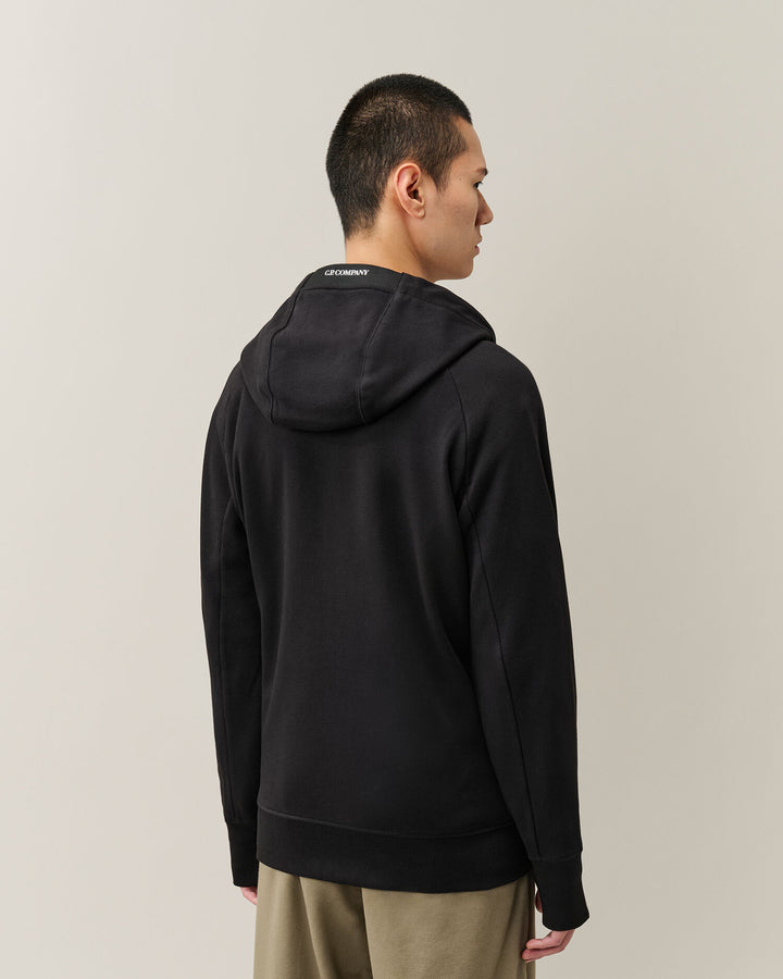 Hooded open diagonal raised fleece / black ( col 999 )