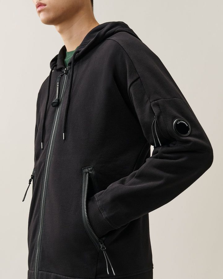 Hooded open diagonal raised fleece / black ( col 999 )