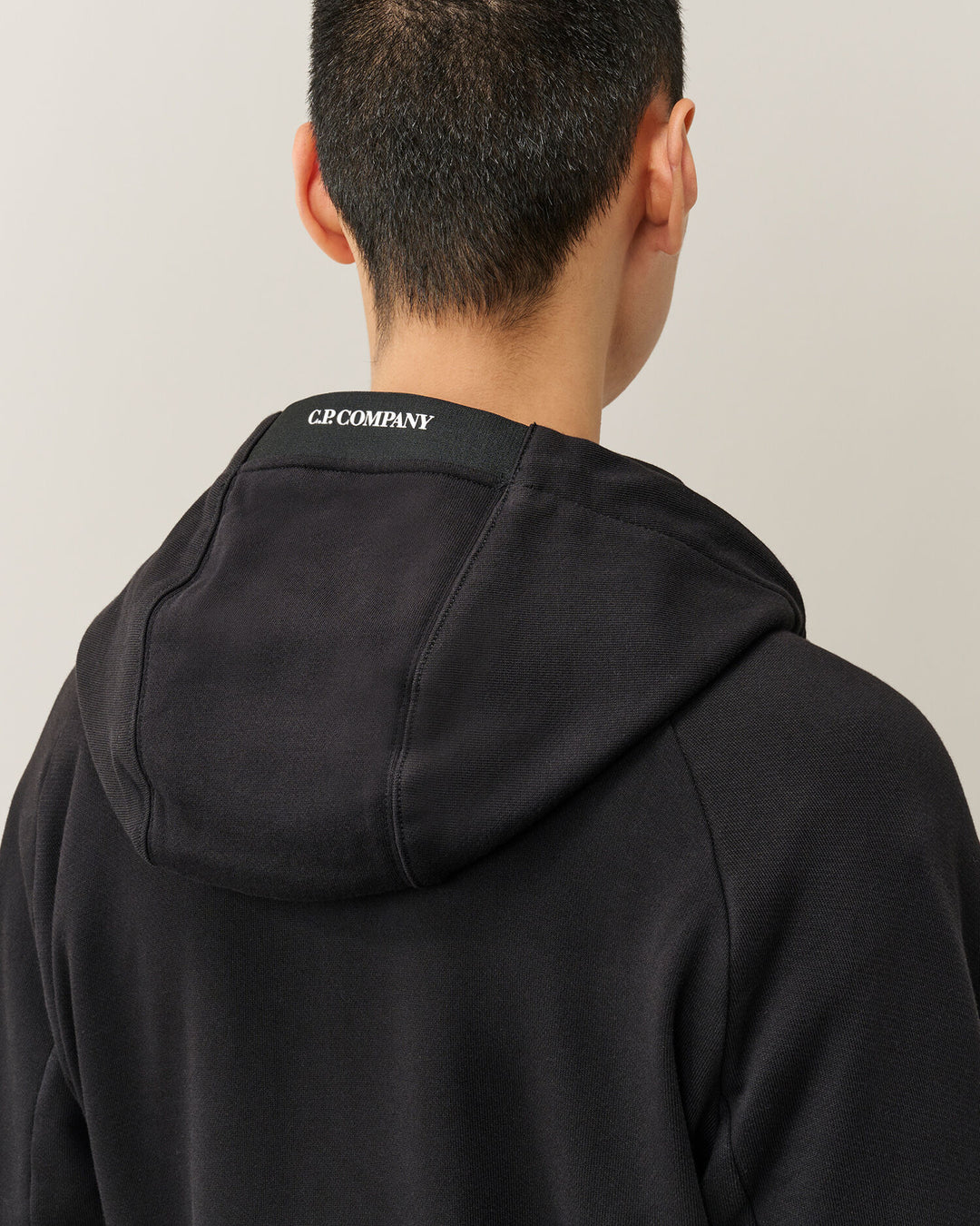 Hooded open diagonal raised fleece / black ( col 999 )