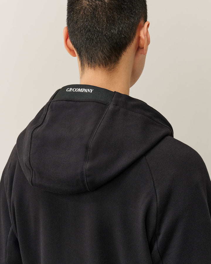 Hooded open diagonal raised fleece / black ( col 999 )