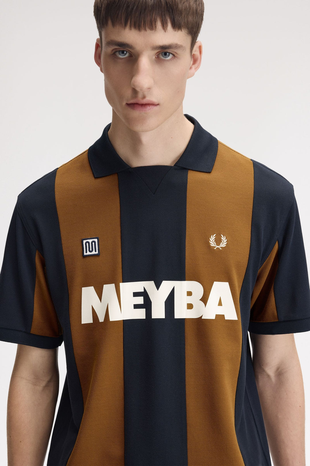 Meyba cut and sew polo shirt - navy/brun