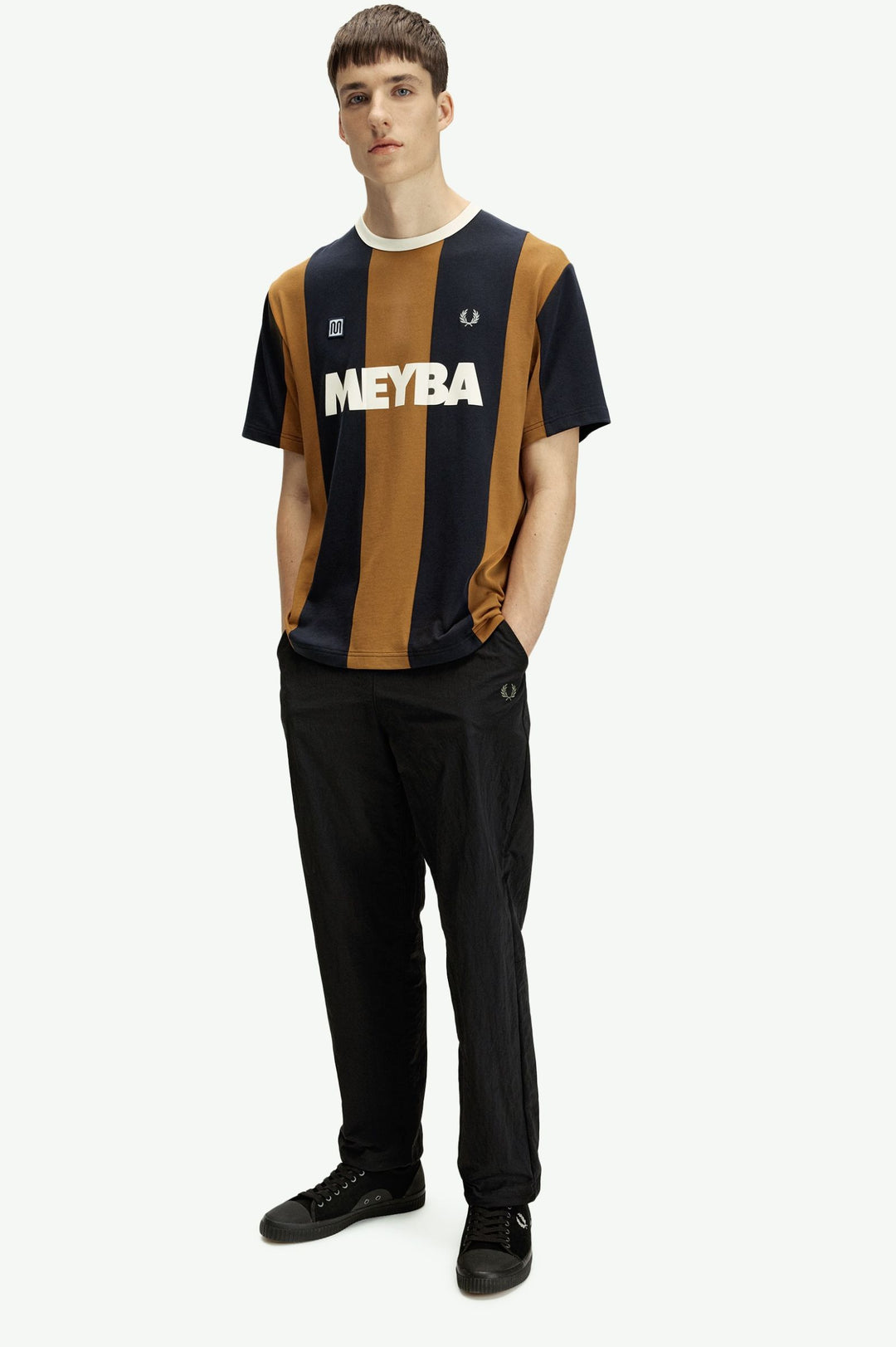 T-shirt Fred Perry x Meyba Striped Ringer – Dark Caramel