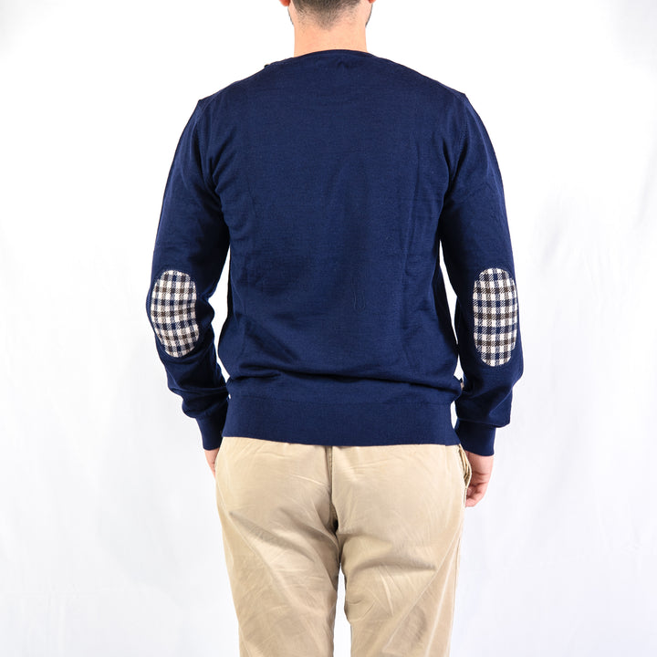 Extrafine merino wool patches knit - navy