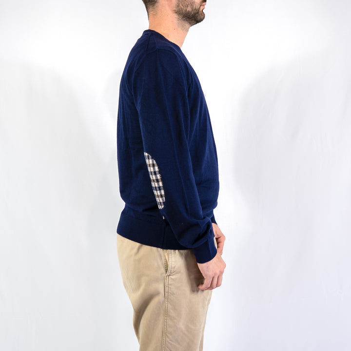 Extrafine merino wool patches knit - navy