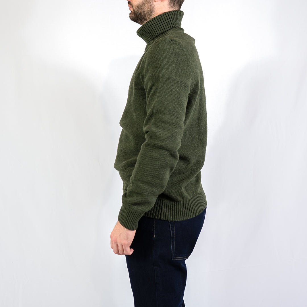 Kelp roll neck jumper - olive