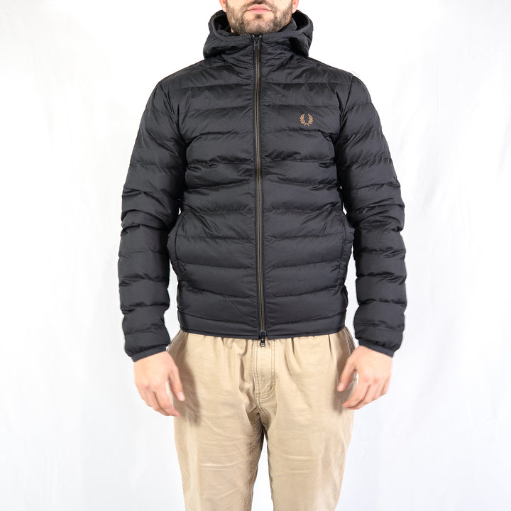 Hooded insulated jacket - black