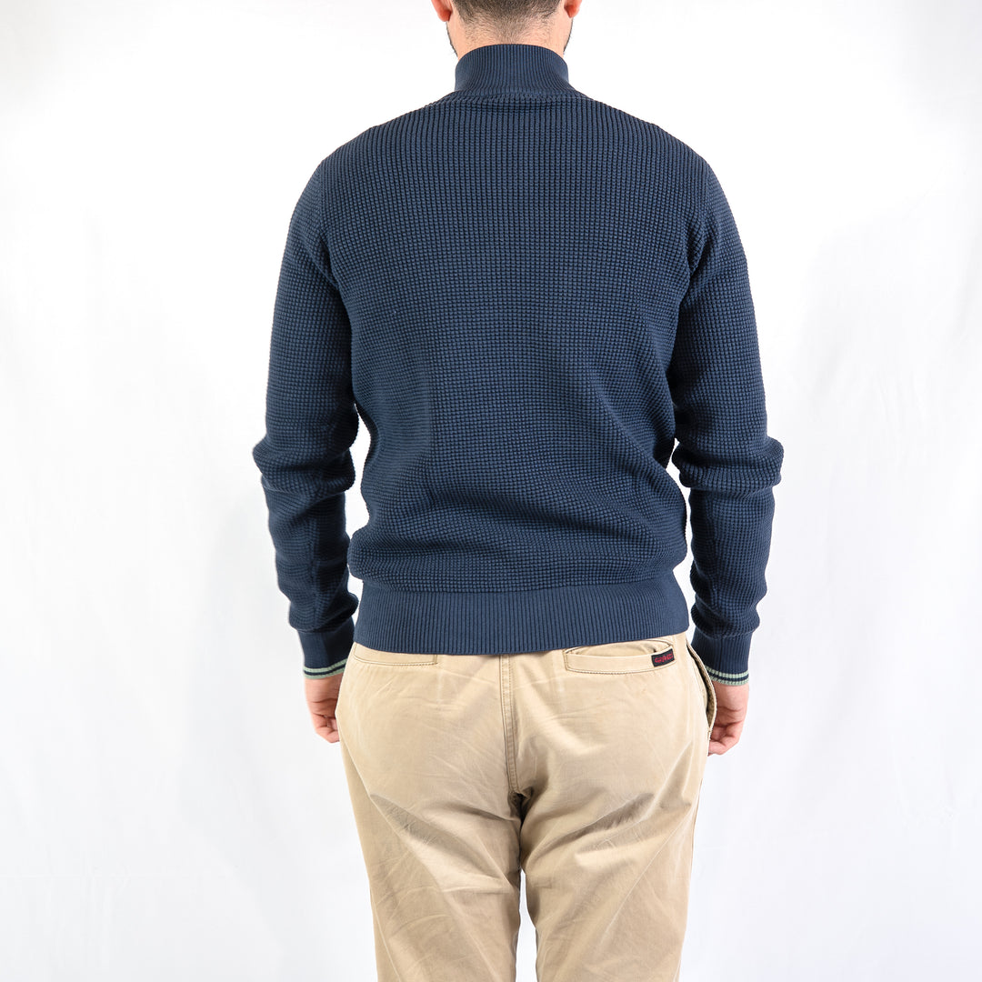Waffle stitch half zip jumper - dark airforce