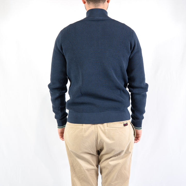 Waffle stitch half zip jumper - dark airforce