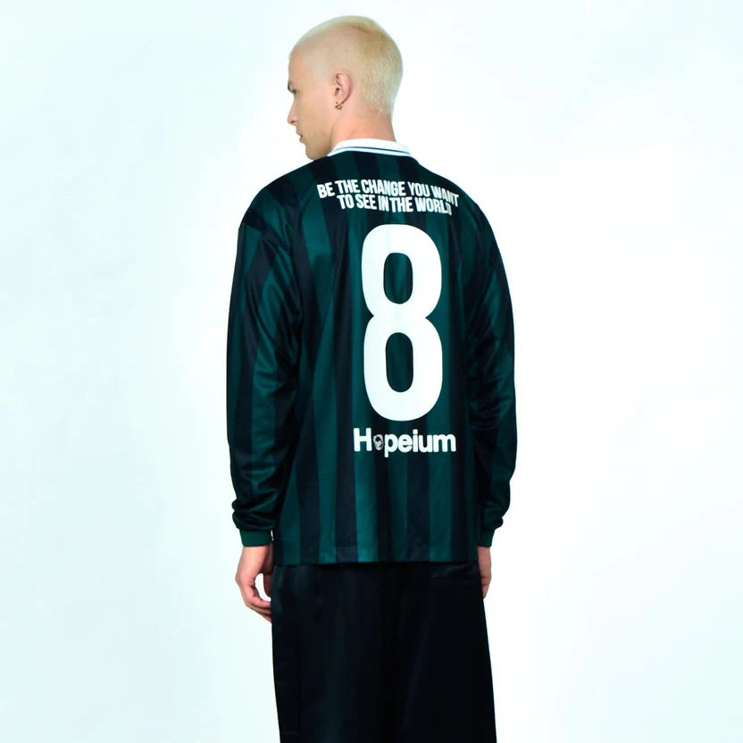 Gestreept voetbalshirt met lange mouwen / combi a