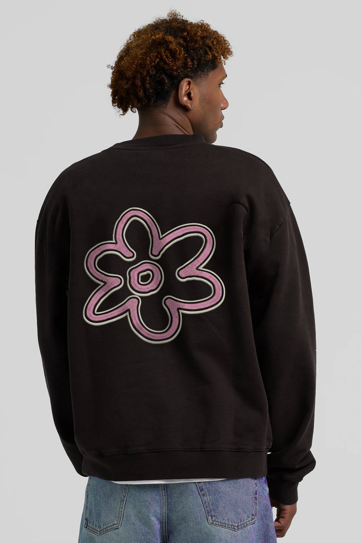 Line Flower Crewneck - Brown