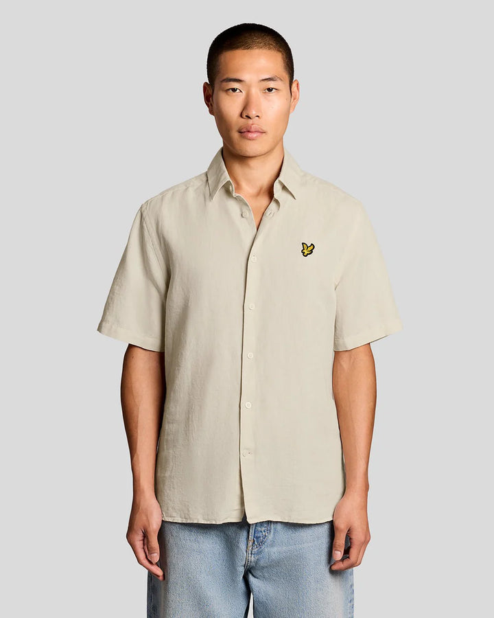 Short sleeve linen blend shirt - cove