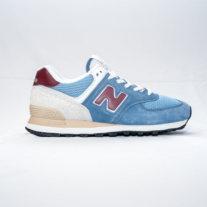 574 - bleu ciel bordeau beige