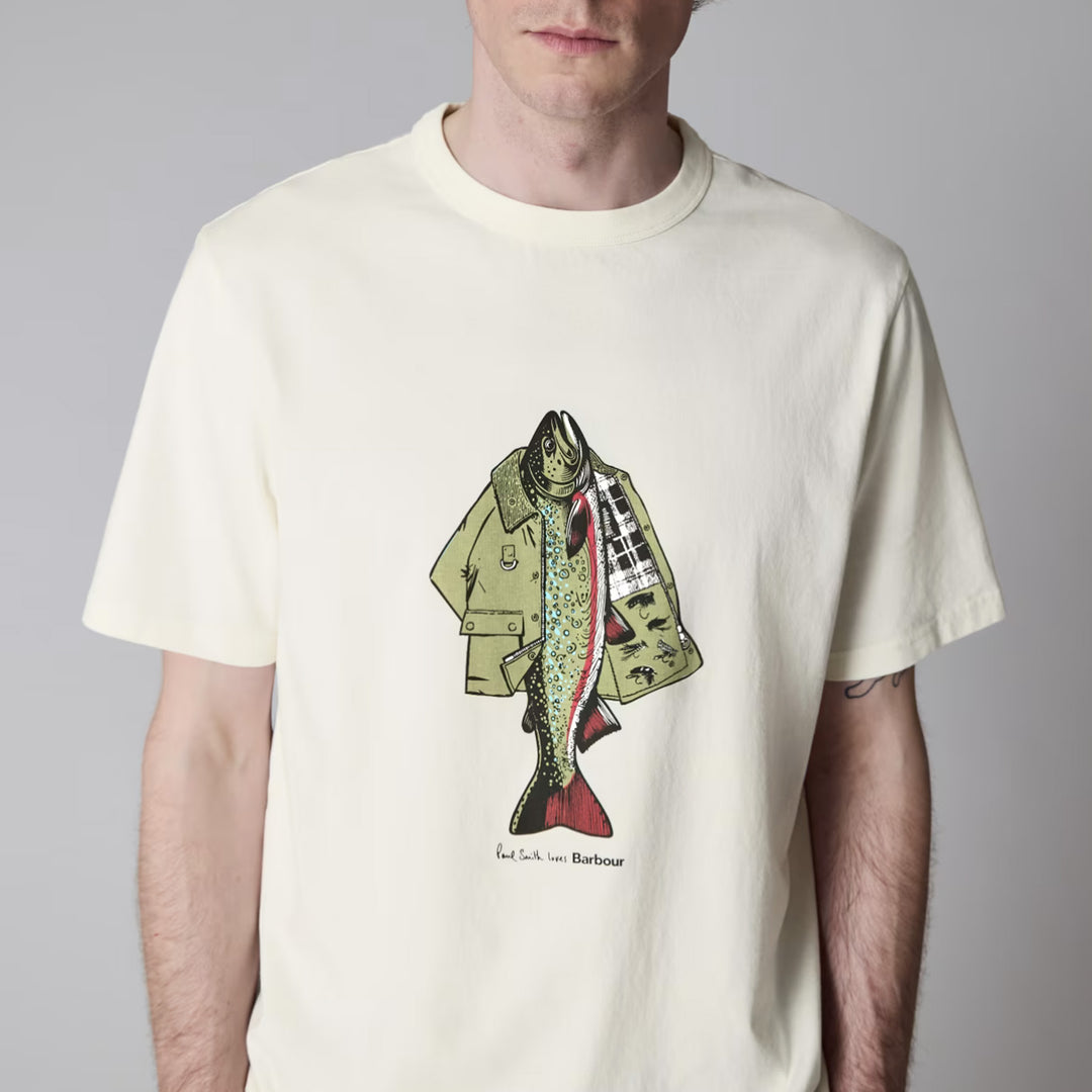 Barbour x Paul smith fishing jacket t-shirt / whisper white